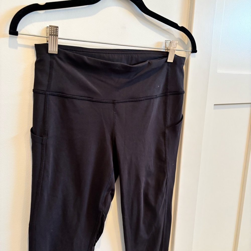 Lululemon Wunder Under Black Crop Leggings Size 6 Mesh Detail Drawstring Pockets - Picture 3 of 13